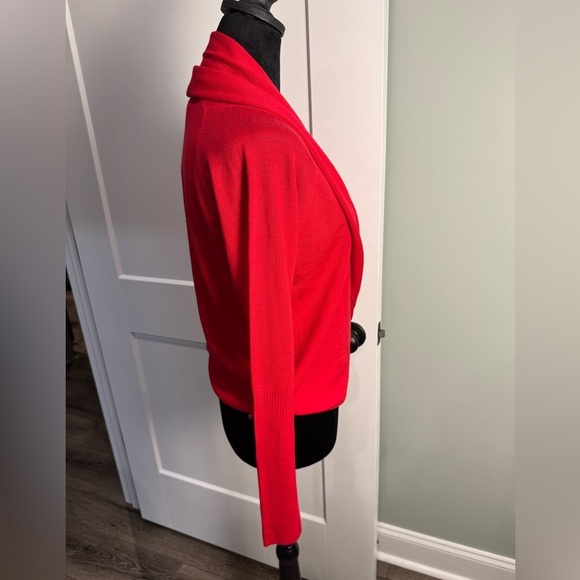 W by worth red wrap cowl neck sweater 100% wool size P - Picture 2 of 7
